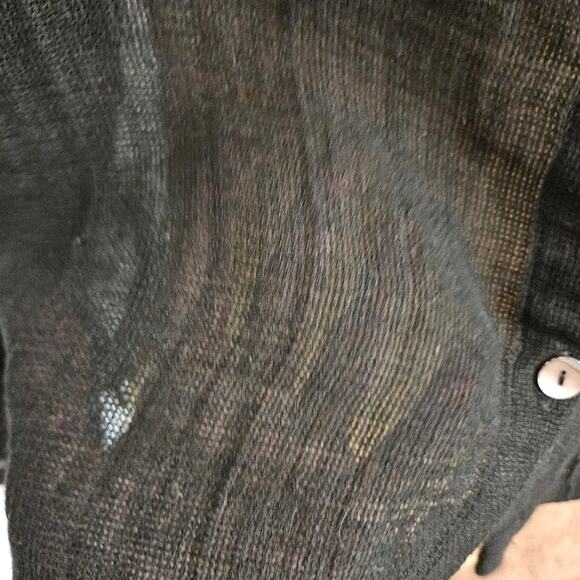 CTC Linens Womens Black Linen Nylon Blend Top Button Front Long Sleeve Small - Picture 5 of 15